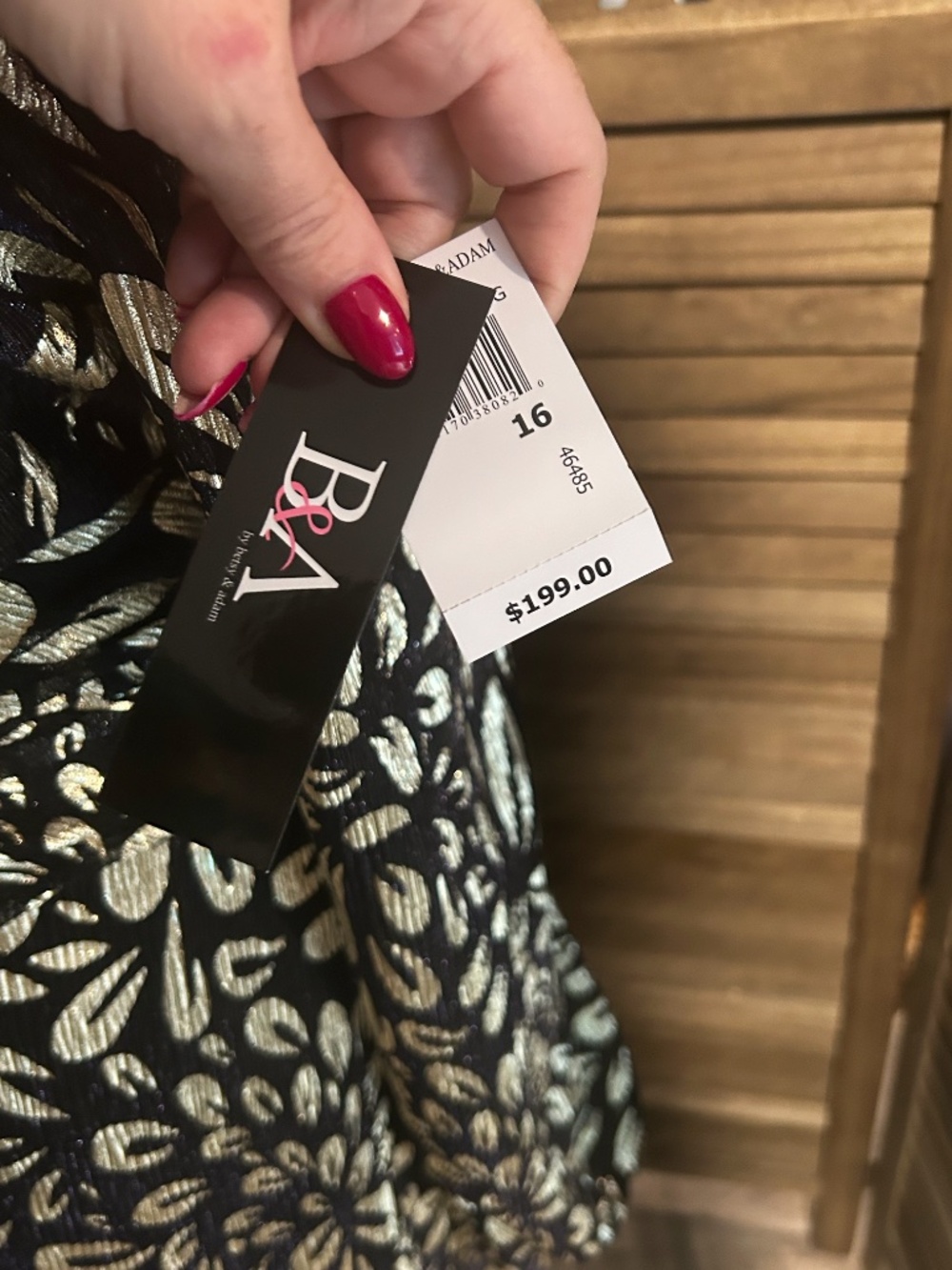 B&A by Betsy & Adam One-Shoulder Metallic Floral Gown | NWT | Size 16 - Picture 7 of 8